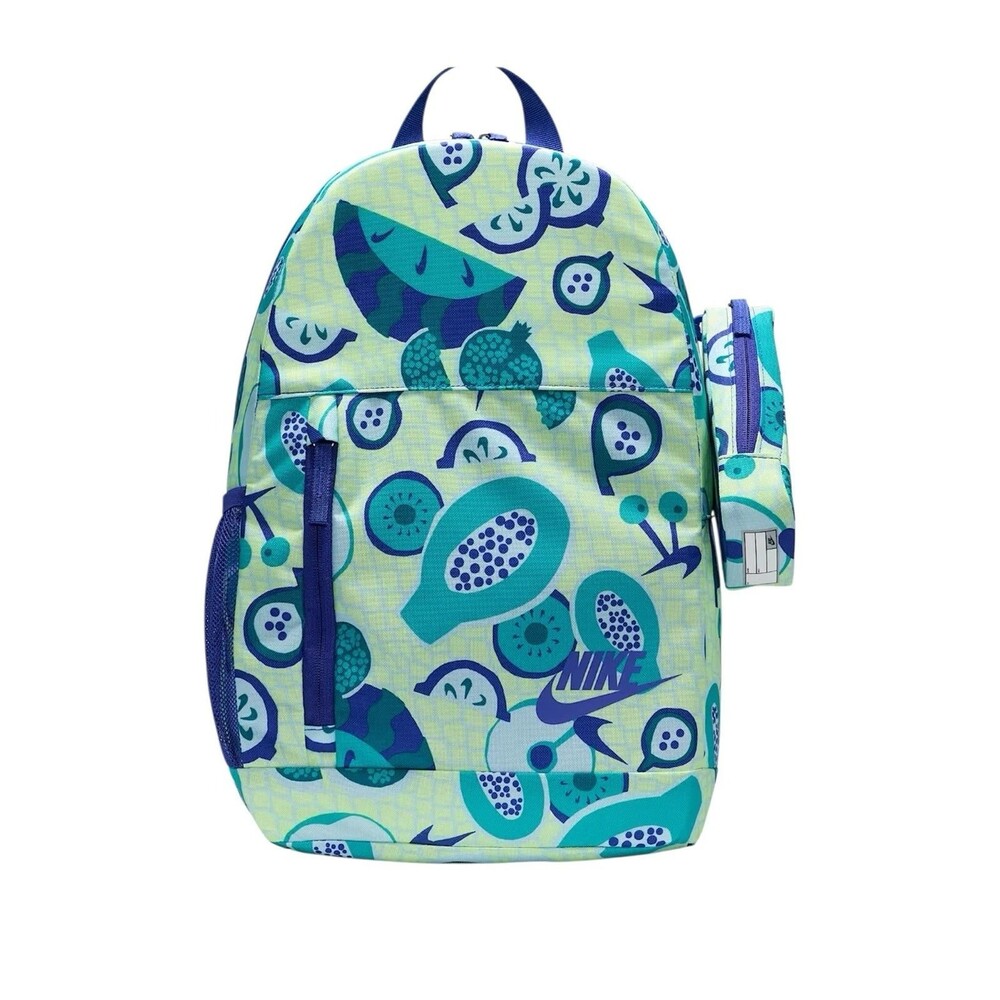 Nike Elemental Kids School Backpack Pencil Case in Green with Blue Fruits